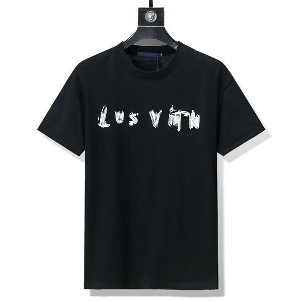 Verão Hot Designer marca moda masculina e feminina curta camiseta casal modelo 100% algodão luxo carta impressão no peito hip hop top camiseta