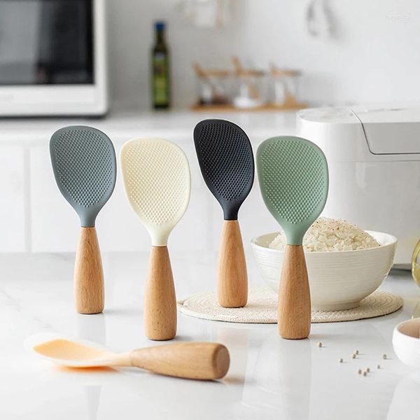 Colheres de chá 1pc colher de silicone antiaderente cozinhar pote anti-escaldante arroz resistente a altas temperaturas durável utensílios de cozinha