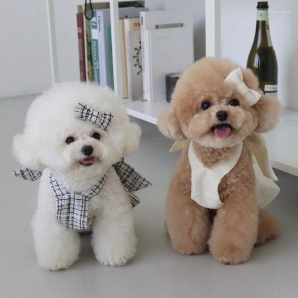 Vestuário para cães roupas para animais de estimação outono inverno pequeno gato princesa vestido de lã doce gravata borboleta saia fofa chihuahua gatinho filhote de cachorro poodle