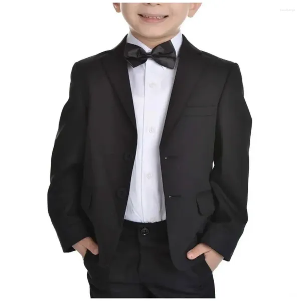 Abiti da uomo Abito da ragazzo nero Slim Fit 2 pezzi Giacca monopetto con pantaloni Abbigliamento formale per bambini Abito da festa elegante per matrimonio