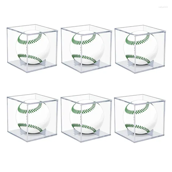 Schmuckbeutel, 6 Stück, Baseball-Vitrine, UV-geschützte Acryl-Box, transparente Erinnerungsstücke, Autogramm-Ball-Vitrine