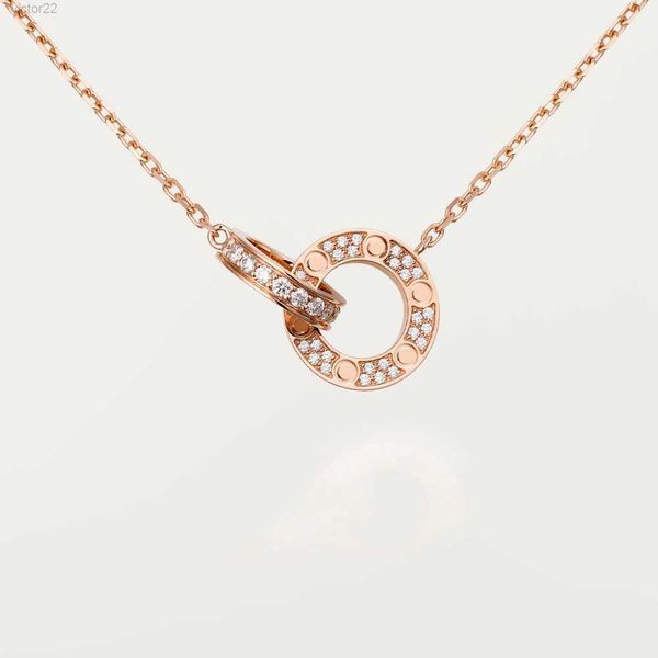 Mode Liebe Halskette Schmuck für Liebhaber Männer Frauen Doppelring voller CZ zwei Reihen Diamant Anhänger achteckige Schraubkappe Liebe Halsketten Paar Geschenk XQUB