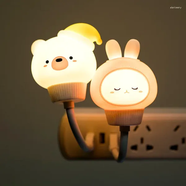 Luci notturne LED Orso Luce USB Gatto Coniglio Touch Control Lampada da comodino Cartoon per bambini Regalo Decorazione camera da letto