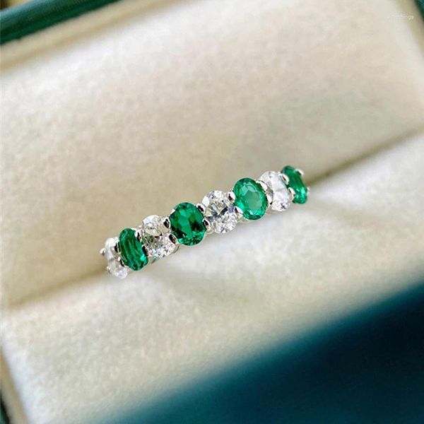 Anelli nuziali Huitan Ovale Verde/Bianco Cubic Zirconia Dito Per Le Donne Temperamento Accessori Eleganti Gioielli Alla Moda Drop Shhip