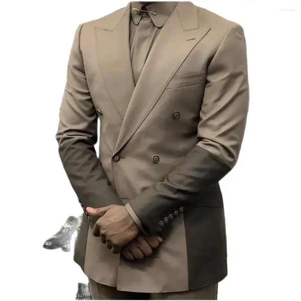 Ternos masculinos retalhos terno completo lapela repicado duplo breasted blazer calças define casual 2 peça masculino para festa de formatura uso diário