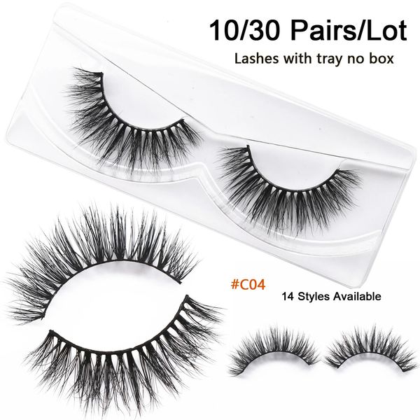 10 Paar 30 Paar Nerz-Wimpern im Großhandel, 3D-Wimpern mit Tablett, ohne Box, Massenangebot, falsches Make-up, Verlängerung, Fake 240126