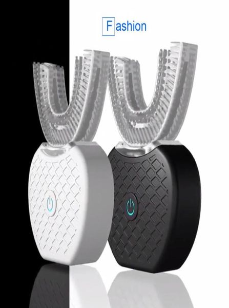 Spazzolino elettrico automatico intelligente da 360 gradi Spazzolino tipo U Spazzolino da denti con ricarica USB Sbiancamento dei denti Luce blu J1906276215085