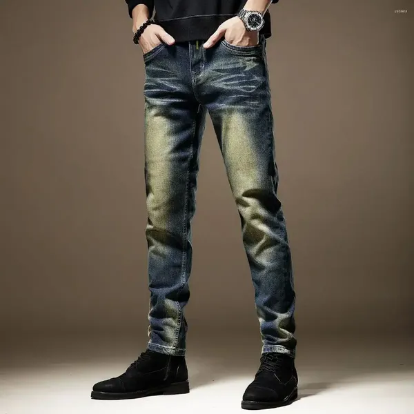 Herren Jeans Mann Cowboy Hose Gerade Hose Slim Fit Vintage Skinny Tight Pipe Original Y2k Denim Koreanischer Stil In