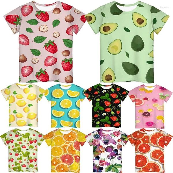 Женские футболки, детские летние футболки с забавными фруктами и 3D принтом для мальчиков и девочек, футболки Camiseta Kids, футболки с авокадо, клубникой, лимоном, яблоком