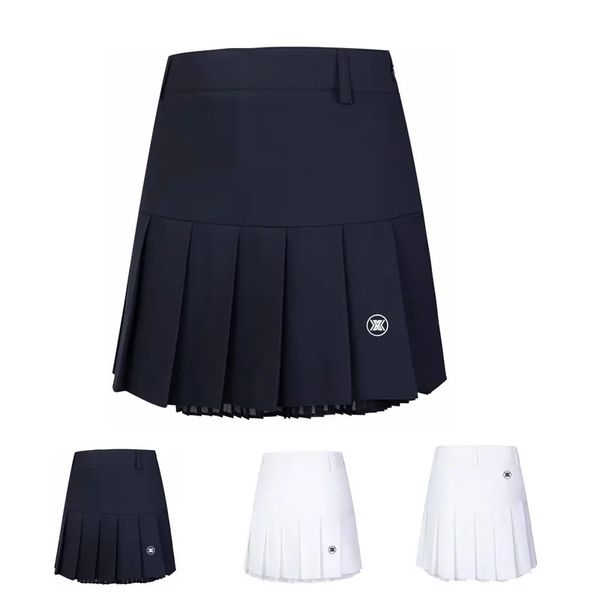 Koreanische Damen-Golfbekleidung, kurzer Rock, sanfte und modische All-Match-Shorts mit gebürstetem Faltenrock und Futter, 240122