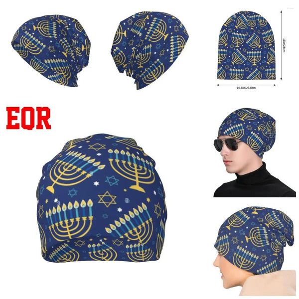 Beralar Hanuka Desen Unisex Punk Style 3D Baskı Beanies Şapka Erkek ve Kadınlar Açık Hava