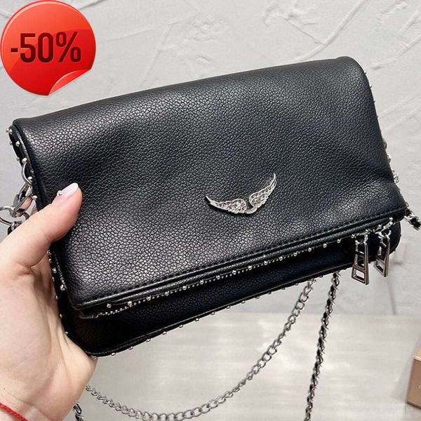 Abendtaschen Beliebte Damentasche Handtasche Flügel Diamantbügel Zadig Et Voltaire Nieten Schaffell Leder Messenger Umhängetaschen Handtaschen Zwei Kette Damenh5