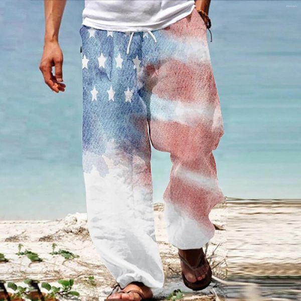 Pantaloni da uomo Uomo Bandiera americana patriottica per il 4 luglio Hippie Harem Baggy Pantofola in ceramica Power M Abbigliamento Indoor Boy