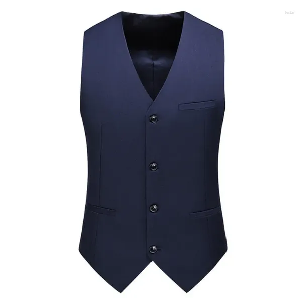 Ternos masculinos coloridos oficiais formais terno de negócios colete com decote em v casual casamento noivo blazer masculino fino ajuste