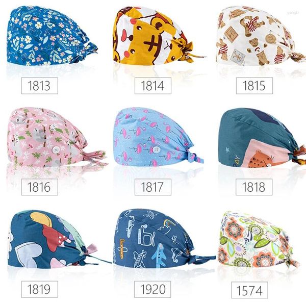 Berets Fashion Print Cap Mulheres Homens Soft Pet Cirurgião Dentista Salão de Beleza Chef Respirável Scrub