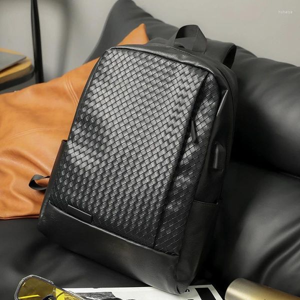 Рюкзак, мужская дизайнерская сумка, тканая трикотажная женская кожаная деловая сумка, мужские сумки, черная сумка для телефона, тканые рюкзаки