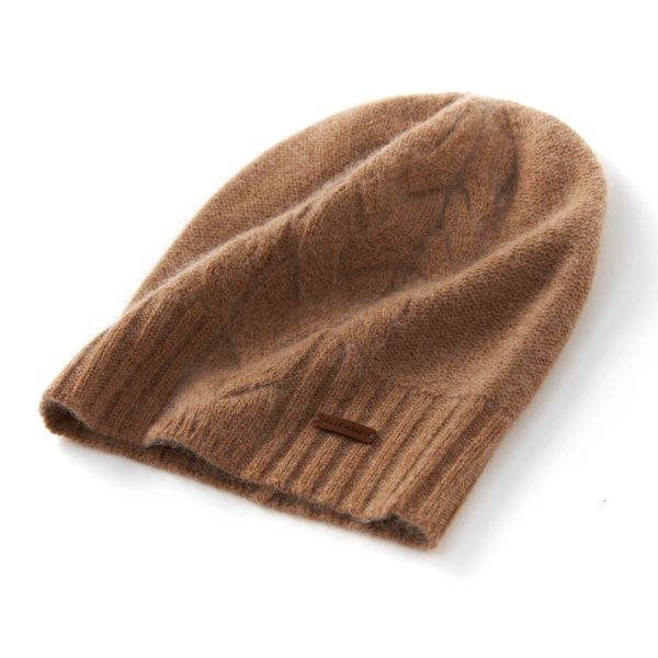 Cappello da donna invernale 100% cashmere lavorato a maglia copricapo morbido e caldo cappelli moda ispessimento berretto femminile berretto da donna di alta qualità solido 240127