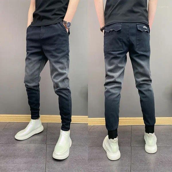 Jeans da uomo Arrivo Designer di lusso Coreano Vita elastica Pantaloni in denim casual Gambe affusolate e gradiente Hip-hop Baggy