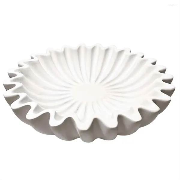 Conjuntos de louças Fluted Ruffle Tigela Decorativa Resina Vieira Chave de Fruta para Mesa de Entrada Café Jantar Console