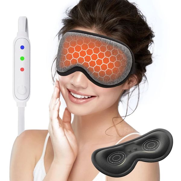 Wiederverwendbare USB-elektrisch beheizte Augenmaske, Kompresse, warme Therapie, Augenpflege-Massagegerät, lindert müden, trockenen Schlaf, Augenbinde 240118
