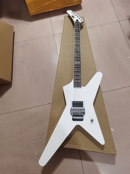 Beyaz profilli elektro gitar, nikel-krom elektronik donanım, iki bobin pikapı, stokta