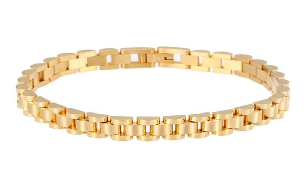 Charme pulseiras moda masculina cinta prata cor ouro pulseira de aço inoxidável amarelo chian relógio corrente jewlrycharm7616861