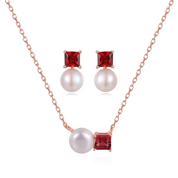 Orecchini con collana impostati gioielli con perle finte per le donne Coreano color oro rosa da sposa gioielli all'ingrosso S533