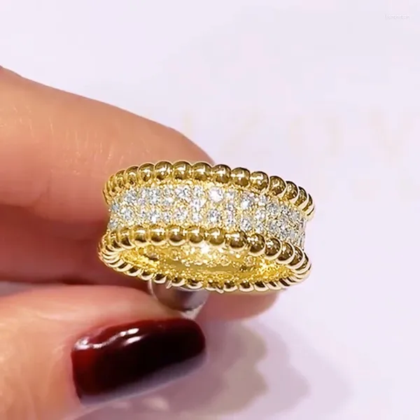 Обручальные кольца Huitan, роскошное золотого цвета, обещание для женщин, дизайн Ly, аксессуары для браслетов, модные женские украшения для вечеринок 2024