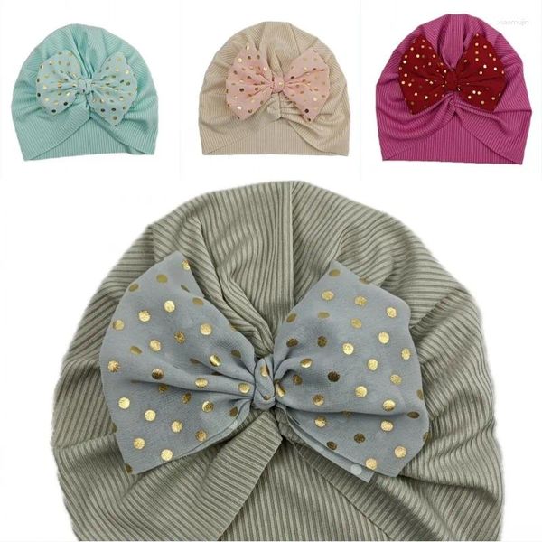 Chapéus bebê macio aconchegante headbands boné meninas muçulmanas headwear lindo arco brilhante nó cor sólida gorros cabeça envoltórios crianças turbante