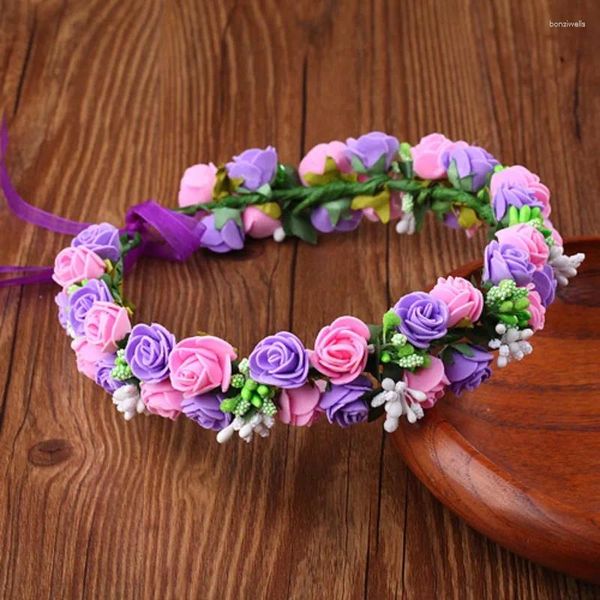 Dekorative Blumen W20 Rose Blumenkopfkranz für Mädchen Kronen Blumen Girlanden Frauen Hochzeit Brautdekoration