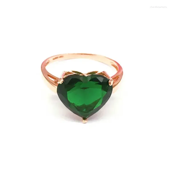 Anelli a grappolo Classico 585 placcato oro viola 14K pietra preziosa rosa verde a forma di cuore per le donne Regalo di fidanzamento di gioielli di moda di lusso