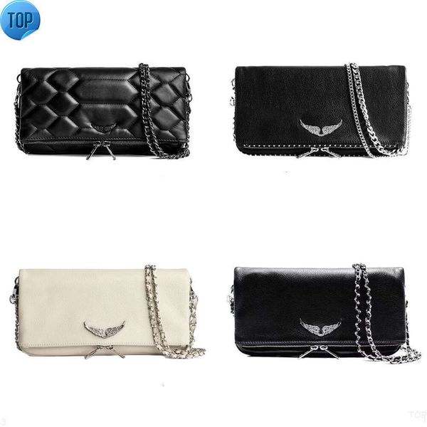 Hochwertige Zadig Voltaire Handtasche aus echtem Leder, Pochette Rock Swing Your Wings, Luxus-Designer-Crossbody-Geldbörsen, Clutch, Damentasche