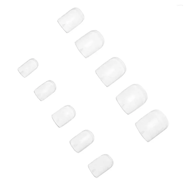 Unhas falsas 600pcs capa completa ponta de unha prática artificial conjunto de adesivos de manicure curto (transparente)