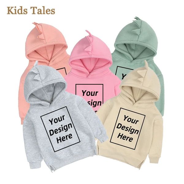 07 anos personalizado crianças bebê meninos meninas casual manga longa hoodies diy imagem de texto impressão frontback criança velo topos roupas 240122