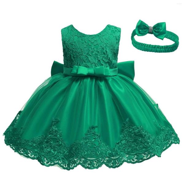 Abbigliamento da palcoscenico Abito da sera per principessa per bambini Costume senza maniche con fiocco Festa di compleanno per bambini Vestiti per bambini Torta gonfia per bambina estiva