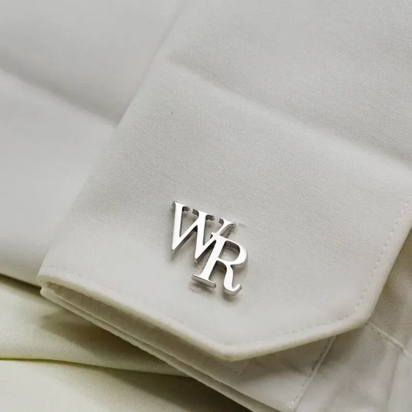 Personalizado um par duas letras abotoaduras jóias de trabalho aço inoxidável iniciais duplas pulseira feminino presentes de casamento 240127