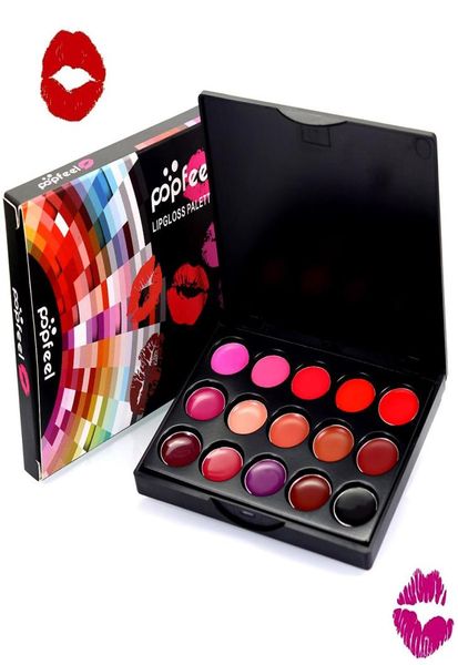 POPFEEL Brandneue Lippenstift-Palette, wasserdicht, langlebig, Pigment, Gothic-Stil, Schwarz, Lila, 15 Farben, Lippen-Make-up-Palette 1542273