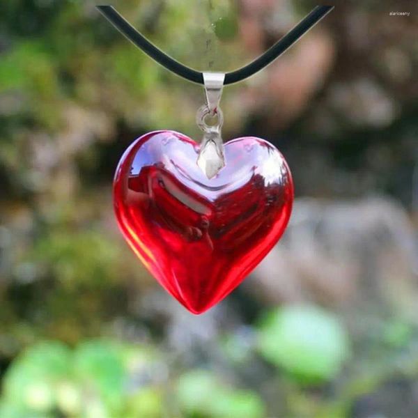 Collane con ciondolo Collana con cuore rosso amore Ragazza amante Regalo Fascino Gioielli da donna Grande angelo arcobaleno Aura