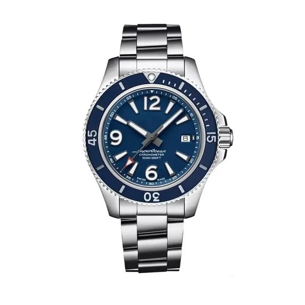 U1 Top AAA Super Ocean Механические часы Мужская мода Avenger Автоматические мужские часы Вращающийся безель Superocean с резиновым ремешком Мужские спортивные водонепроницаемые наручные часы J691