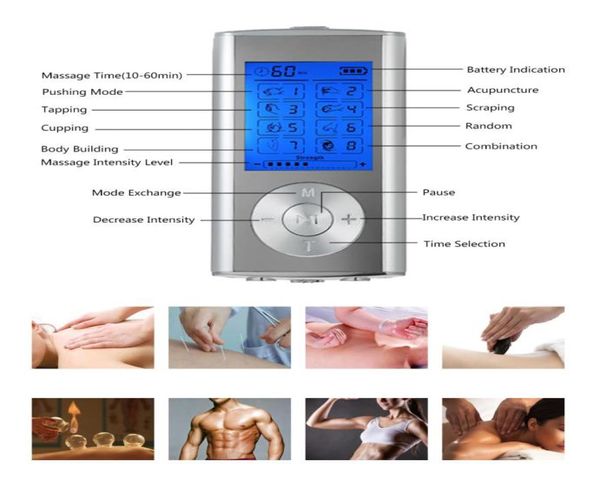 Massageador elétrico recarregável, máquina de alívio da dor, 8 modos, unidade de dezenas, massageador de pulso portátil, estimulador muscular, terapia 1423753