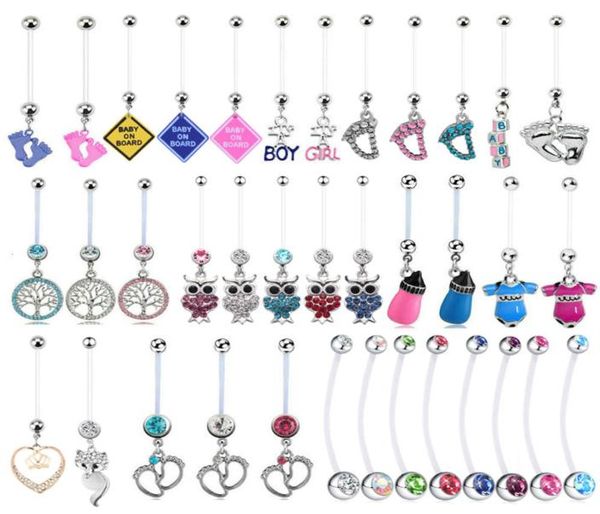 Dövmeler 1pc Mix Hamilelik Kadınlar için Hamile Dangle Belly Halkalar Vücut Takıları Esnek Piercing Göbek Aksesuarları3006775