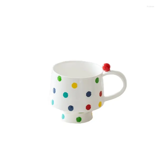 Potenciômetros de café Estilo Europeu Polka Dot Cerâmica Copo Sobremesa Design Criativo Avançado Caneca Doméstica Alta