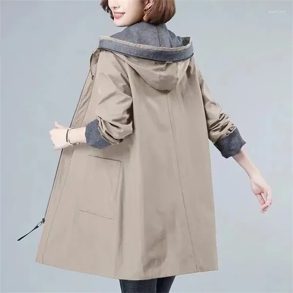 Giubbotti da donna 2024 Giacca primaverile Cappotto a maniche lunghe Cappotto di base allentato casual Giacca a vento con cappuccio Capispalla femminile 6XL