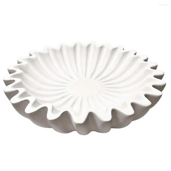 Conjuntos de louças Fluted Ruffle Tigela Decorativa Resina Vieira Chave de Fruta para Mesa de Entrada Café Jantar Console Drop Delivery Home Gard Oty08