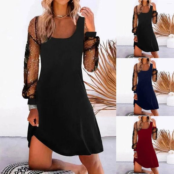 Abiti casual Estate sexy stampata Abito da donna a maniche lunghe Maglia Primavera Donna Chiffon Midi Vestito estivo per le donne Abito 2024