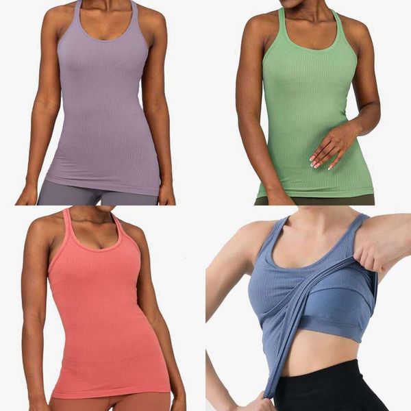 Reggiseno da donna Ebb LU Canotte da strada senza maniche Canottiere da donna Yoga con reggiseno imbottito Allenamento Fitness Atletico LL T-shirt sportiva