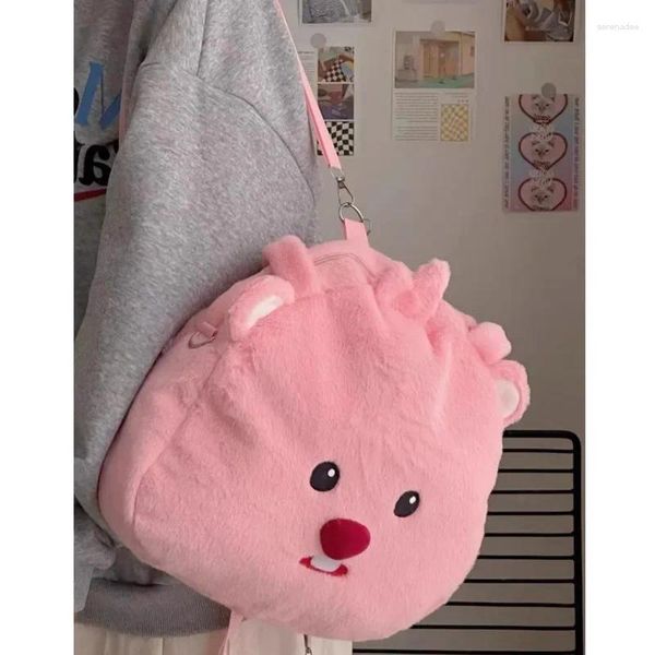 Schultaschen Niedliche Cartoon-Rucksäcke Frauen Hohe Kapazität Tote Koreanische Lässige Handtaschen Kawaii Tasche Plüsch Schulter Chic Umhängetasche