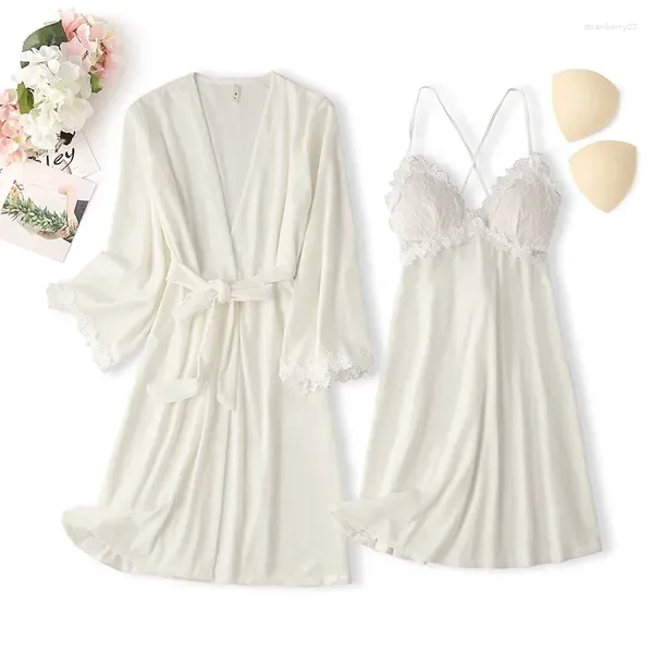 Mulheres sleepwear mulheres veludo quimono robe conjuntos noiva lingerie vestido roupão vestido sexy cinta top camisola renda 2pcs casa nightwear