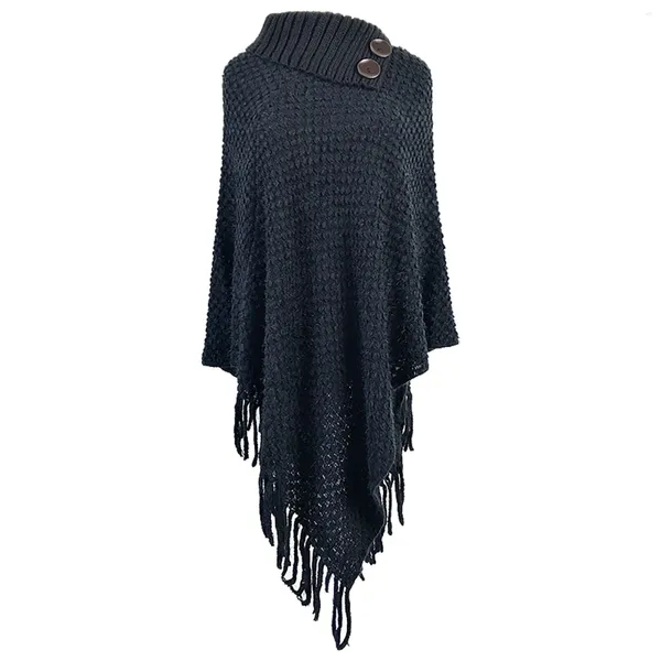 Schals Damen Herbst/Winter Solide Strickquaste Warmer Gürtel Knopf Extra Großer Schal Schal Frauen Schals Für Hals Flapper Kopfbedeckung