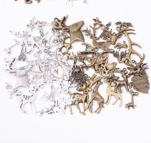 200 Gramm Vintage Silber Farbe Bronze Giraffe Sika Hirsch Geweih Charms Anhänger für Armband Ohrring Halskette DIY Schmuckherstellung7680324